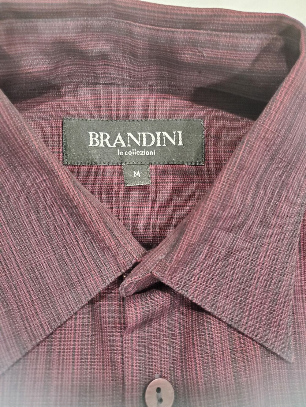 Brandini Le Collezioni Burgundy Striped Dress Shirt Men's Medium Long Sleeve - Picture 3 of 8